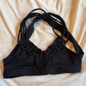 Black Strappy Macramé Bralette - Women sports bras